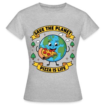Save the Planet - Pizza is Life Design - Frauen T-Shirt - Grau meliert - Vorne - AI Model Female 172 dark (172cm)