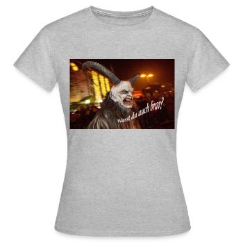 Warst du auch brav? - Frauen T-Shirt - Grau meliert - Vorne - AI Model Female 172 dark (172cm)
