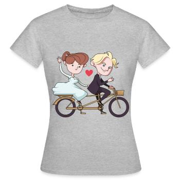 Hochzeit paar married herz brautpaar - Frauen T-Shirt - Grau meliert - Vorne - AI Model Female 172 dark (172cm)