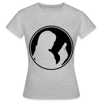 Frau Pistole silhouette kreis - Frauen T-Shirt - Grau meliert - Vorne - AI Model Female 172 dark (172cm)