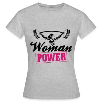 Musculation femme puissance d'entraînement gym - T-shirt Femme - gris chiné - Devant - AI Model Female 172 dark (172cm)