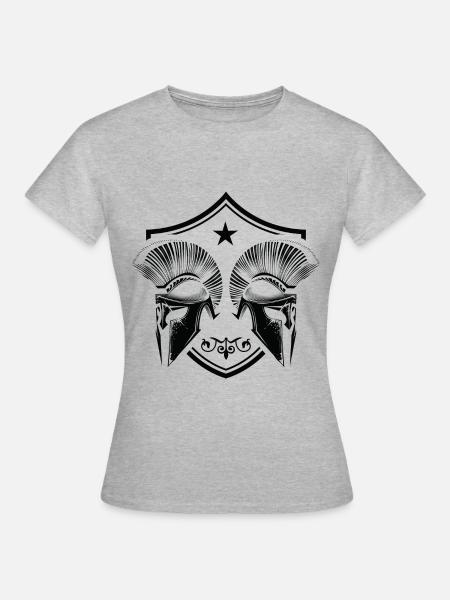 spartan helm wappen - Frauen T-Shirt - Grau meliert