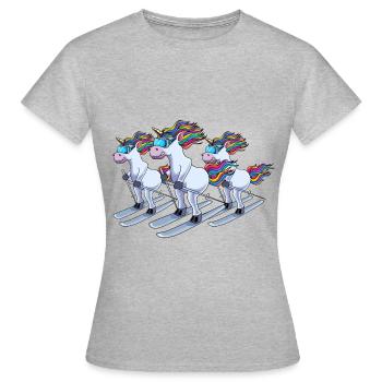 Ski par équipe sur piste de ski Licorne - T-shirt Femme - gris chiné - Devant - AI Model Female 172 dark (172cm)