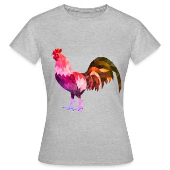 coq polygon coloré coq coq - T-shirt Femme - gris chiné - Devant - AI Model Female 172 dark (172cm)