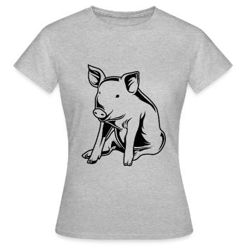 Schwein Sau Eber Silhouette - Frauen T-Shirt - Grau meliert - Vorne - AI Model Female 172 dark (172cm)