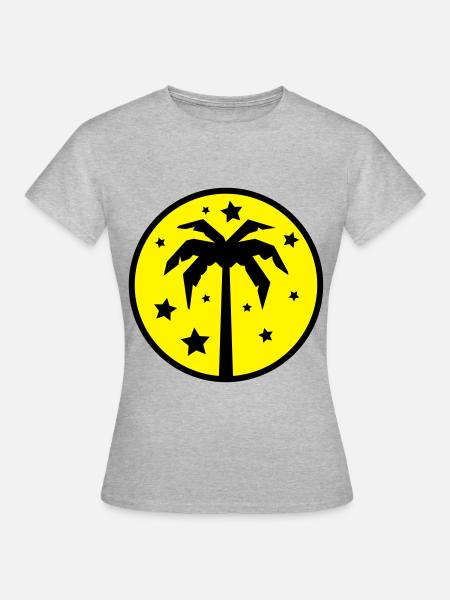 Palm Tree Beach - Frauen T-Shirt - Grau meliert