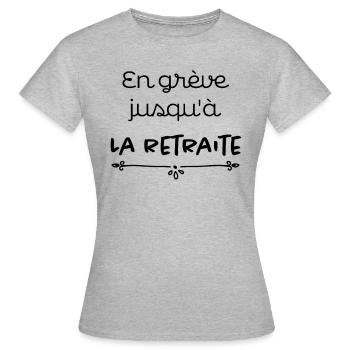 En grève reforme retraite - T-shirt Femme - gris chiné - Devant - AI Model Female 172 dark (172cm)