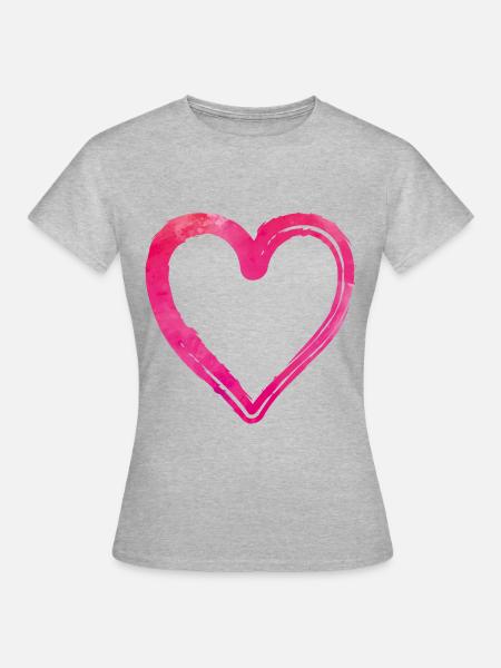 herz pink - Frauen T-Shirt - Grau meliert