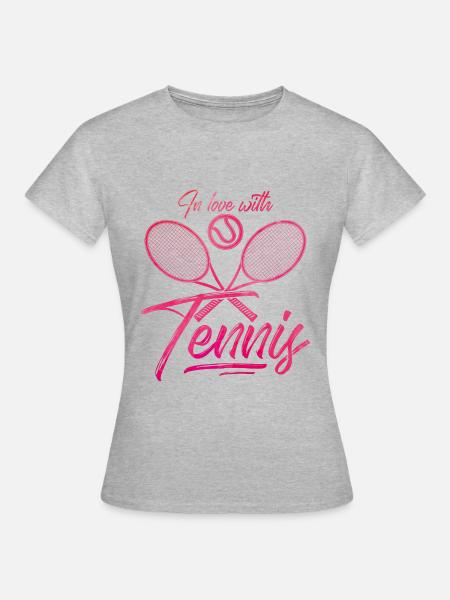 Ich liebe Tennis - Frauen T-Shirt - Grau meliert
