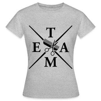 ciseaux peigne styliste de l'équipe - T-shirt Femme - gris chiné - Devant - AI Model Female 172 dark (172cm)