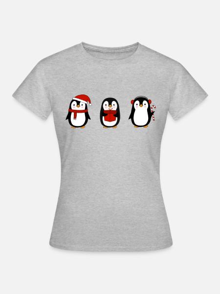 Weihnachten süße Pinguine Team Geschenk - Frauen T-Shirt - Grau meliert