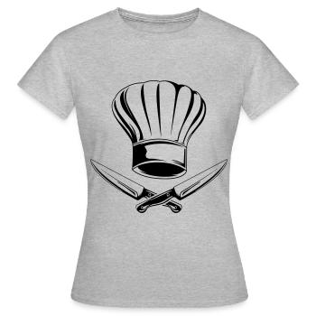 couteau symbole bonnet de cuisine - T-shirt Femme - gris chiné - Devant - AI Model Female 172 dark (172cm)
