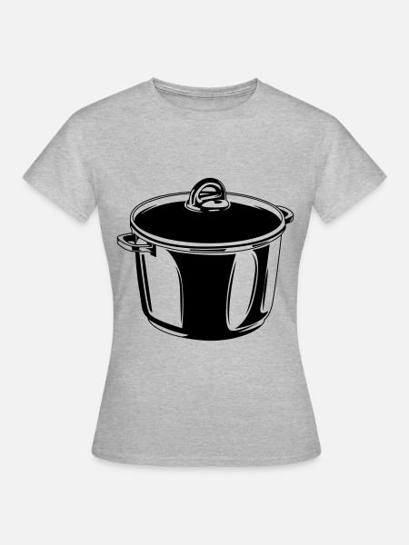 kochtopf topf kochen symbol silhouette - Frauen T-Shirt - Grau meliert
