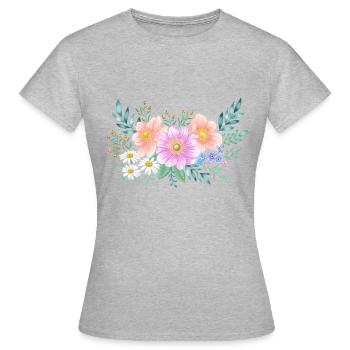 Cadre de fleurs avec beaucoup d’espace pour votre propre texte - T-shirt Femme - gris chiné - Devant - AI Model Female 172 dark (172cm)