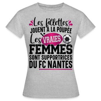 FC Nantes Supportrice Football Cadeau Humour Femme - T-shirt Femme - gris chiné - Devant - AI Model Female 172 dark (172cm)