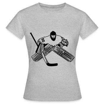 Hockey de hockey gardien de but silhouette hockey - T-shirt Femme - gris chiné - Devant - AI Model Female 172 dark (172cm)