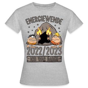 Energiewende 2022/2023 - Ich war dabei! Steinzeit - Frauen T-Shirt - Grau meliert - Vorne - AI Model Female 172 dark (172cm)