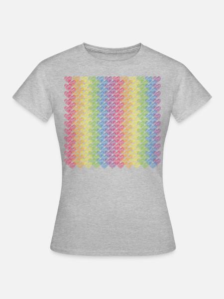Pride Herzen Regenbogenfahne Regenbogen - Frauen T-Shirt - Grau meliert