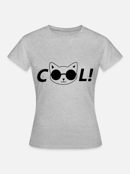 Coole Katze - Frauen T-Shirt - Grau meliert