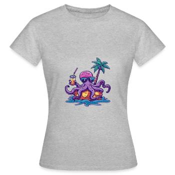 Vacances d’été de poulpe - T-shirt Femme - gris chiné - Devant - AI Model Female 172 dark (172cm)