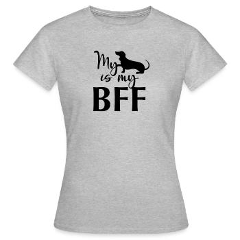 My Dachshund is my BFF – Mein Dackel ist mein BFF - Frauen T-Shirt - Grau meliert - Vorne - AI Model Female 172 dark (172cm)