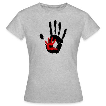 Handprint petit et grand - mains - main - famili - T-shirt Femme - gris chiné - Devant - AI Model Female 172 dark (172cm)