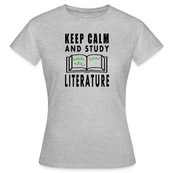La littérature et l’étude du livre Lire la littérature-étudiant - T-shirt Femme - gris chiné - Devant - AI Model Female 172 dark (172cm)