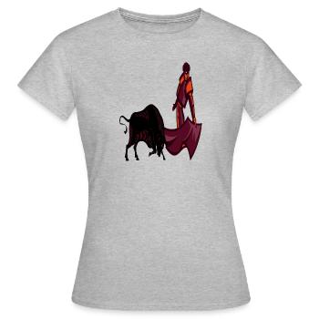 Stierkampf in Spanien Stier Kampfarena Geschenk - Frauen T-Shirt - Grau meliert - Vorne - AI Model Female 172 dark (172cm)