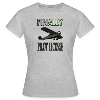Endlich Flugschein Flugzeug fliegen Pilot Geschenk - Frauen T-Shirt - Grau meliert - Vorne - AI Model Female 172 dark (172cm)