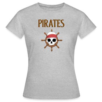 Pirat Piratenschiff Piratenflagge Totenkopf Skull - Frauen T-Shirt - Grau meliert - Vorne - AI Model Female 172 dark (172cm)