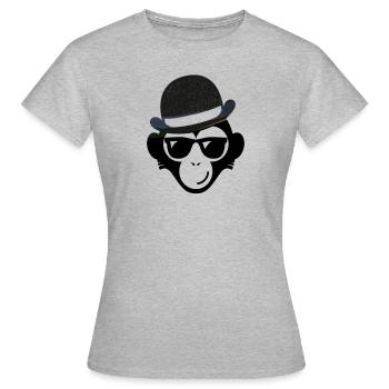 Affe mit Hut Wildtier Menschenaffe Geschenkidee - Frauen T-Shirt - Grau meliert - Vorne - AI Model Female 172 dark (172cm)