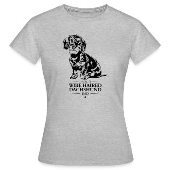 Wire Haired Dachshund Dad Rauhaardackel Wilsigns - Frauen T-Shirt - Grau meliert - Vorne - AI Model Female 172 dark (172cm)