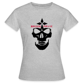 breizh pirate skull and crossbones ermine - Women's T-Shirt - heather grey - Front - AI Model Female 172 dark (172cm)