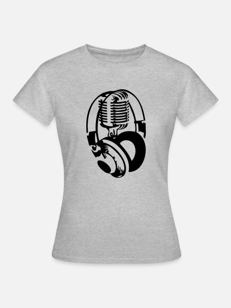 microphone - Frauen T-Shirt - Grau meliert