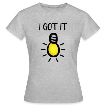 Ampoule Comprendre l'illumination - je l'ai eu - T-shirt Femme - gris chiné - Devant - AI Model Female 172 dark (172cm)