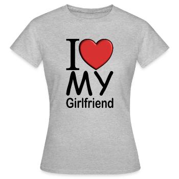 I love my girlfriend - Frauen T-Shirt - Grau meliert - Vorne - AI Model Female 172 dark (172cm)