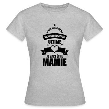 ma transformation ultime je vais être mamie - T-shirt Femme - gris chiné - Devant - AI Model Female 172 dark (172cm)