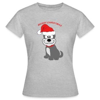 Niedlicher-Hund mit Weihnachtsmütze - Frauen T-Shirt - Grau meliert - Vorne - AI Model Female 172 dark (172cm)