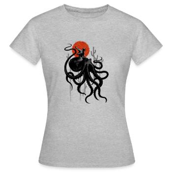 RIDING THE OCTOPUS - Women's T-Shirt - heather grey - Front - AI Model Female 172 dark (172cm)