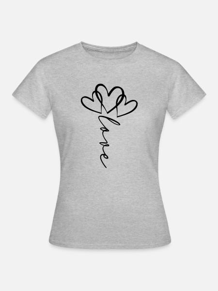 Love Font Heart Flower - Women's T-Shirt - heather grey