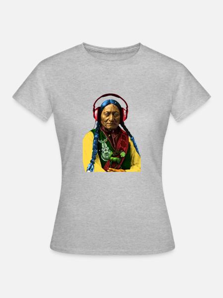 Sitzender Bulle - Frauen T-Shirt - Grau meliert