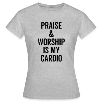 La louange et l’adoration sont mon cardio - T-shirt Femme - gris chiné - Devant - AI Model Female 172 dark (172cm)