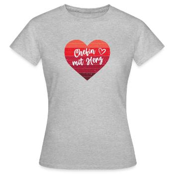 Chefin mit Herz Beste Mama Lieblingschefin - Frauen T-Shirt - Grau meliert - Vorne - AI Model Female 172 dark (172cm)