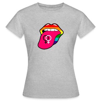 Gay pride rainbow tongue with lesbian symbol - Women's T-Shirt - heather grey - Front - AI Model Female 172 dark (172cm)
