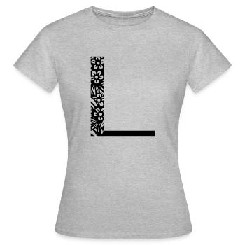 Buchstabe L - Frauen T-Shirt - Grau meliert - Vorne - AI Model Female 172 dark (172cm)