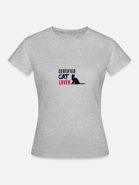 Certified cat lover - Frauen T-Shirt - Grau meliert