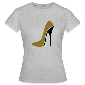 Stiletto sexy / talon haut - trois - T-shirt Femme - gris chiné - Devant - AI Model Female 172 dark (172cm)