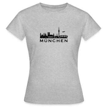Skyline München mit Schriftzug - Frauen T-Shirt - Grau meliert - Vorne - AI Model Female 172 dark (172cm)