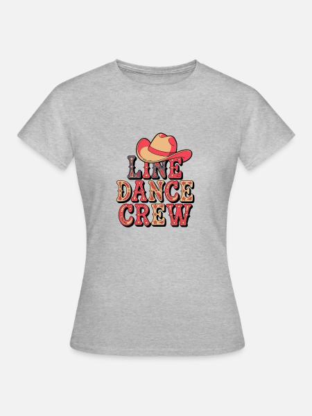 Line Dance Crew Linedance Stetson - Frauen T-Shirt - Grau meliert