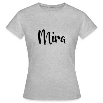 Vorname Mira - Frauen T-Shirt - Grau meliert - Vorne - AI Model Female 172 dark (172cm)